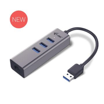 slomart i-tec USB 3.0 kovinski 3-portni HUB z Gigabit Ethernet