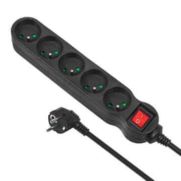 slomart Maclean MCE184 razdelilna letev 5 vtičnic 3m 2300W črna