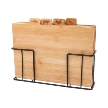 BRUNBESTE Komplet 4 bambusovih kuhinjskih desk v stojalu 48167XXA