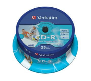 Verbatim Verbatim 43439 CD-R medij za zapisovanje 700MB, 52x, 25 kosov, potiskljiva površina