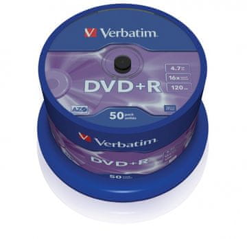 slomart Verbatim 43550 DVD+R medij za zapisovanje 16x 4.7GB, komplet 50 kosov