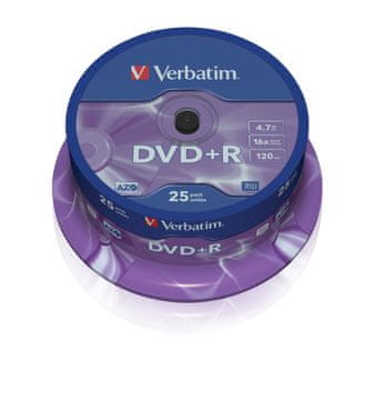 slomart Verbatim DVD+R 16x 4.7GB, komplet 25 kosov