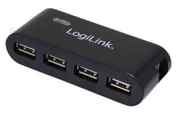 LogiLink LogiLink UA0057 USB 2.0 razdelilnik s 4 vrati in napajalnikom, črn