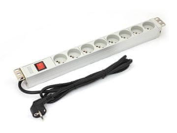Digitus Digitus PDU 19" RACK 8xTip E, 1.8m napajalni kabel, 16A, stikalo, aluminij