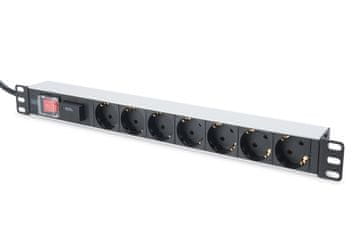 Digitus Digitus DA-90335 napajalni trak 19" RACK 7xSchuko, 2m, 16A, aluminij