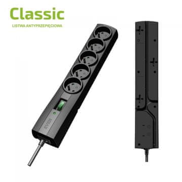 slomart Ever Classic razdelilnik 5 vtičnic, 5m kabel, črn