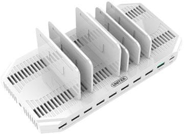 Unitek Unitek Y-2190 polnilna postaja 10x USB 160W, QC3.0, USB-C, bela