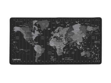Natec Podloga za miško Natec Time zone Map Maxi 800x400, črna/siva