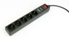 Gembird Gembird Surge protector razdelilnik s 5 vtičnicami in 3m kablom, črn