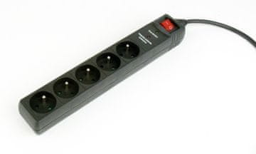 Gembird Gembird Surge protector razdelilnik s 5 vtičnicami in 3m kablom, črn