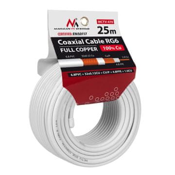 Maclean Maclean MCTV-470 Koaksialni kabel RG6 25m, bel