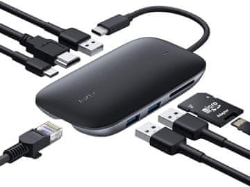 Aukey AUKEY CB-C71 USB-C HUB, 8 v 1, aluminijast, 100W PD
