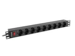 Lanberg Lanberg RACK POWER STRIP 19" PDU 1U 9x Schuko 3m, črna