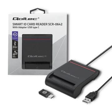 Qoltec Qoltec Smart chip ID card scanner, USB, črna