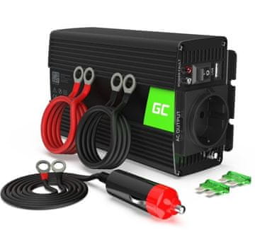 Green Cell Green Cell INV16 pretvornik 12V/230V 500W čisti sinus, 1x USB