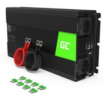 Green Cell Green Cell GC-INV12-1500S pretvornik 12V/230V, 1500W/3000W, čisti sinus