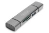 Digitus DA-70137 Čitalnik kartic 3-portni USB-C / USB 3.0 SuperSpeed, aluminij, siv