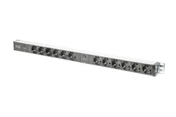 Digitus DIGITUS DN-95405 PDU 19" RACK napajalna letev, 12x Schuko, 2m kabel, 16A, aluminij