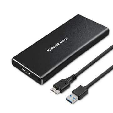 slomart Qoltec 518541 zunanja M.2 SATA SSD enota USB 3.0, črna