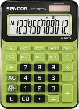 SENCOR Sencor SEC 372GN namizni kalkulator, 12-mestni LCD, zelena