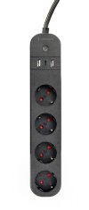 Gembird Gembird SPG-6-USB-C-B pametna napajalna letev 4xDE, 2xUSB-A, 1xUSB-C, črna