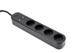 Gembird Gembird SPG-6-USB-C-B pametna napajalna letev 4xDE, 2xUSB-A, 1xUSB-C, črna