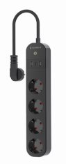 Gembird Gembird SPG-6-USB-C-B pametna napajalna letev 4xDE, 2xUSB-A, 1xUSB-C, črna
