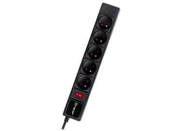Tracer TRACER PowerGear napajalni trak 3m, 5 vtičnic, črn