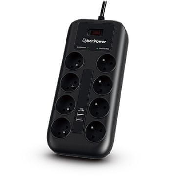 CyberPower CyberPower Tracer III P0820SUF0-FR prenapetostna zaščita 8xFR/2xUSB, črna