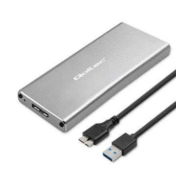 slomart Qoltec 518336 M.2 SATA SSD ohišje USB 3.0, srebrno