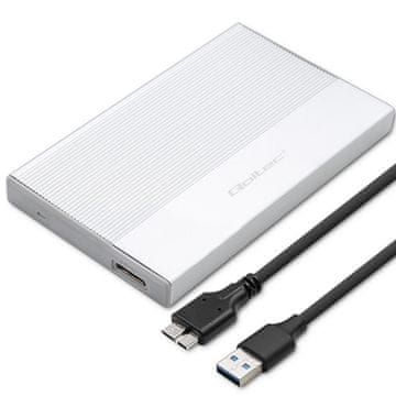 Qoltec Qoltec 522784 Ohišje za SSD/HDD 2.5" SATA USB 3.0 5Gb/s 2TB, srebrno