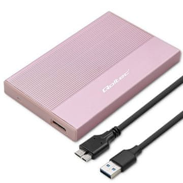 Qoltec Qoltec 522791 ohišje za SSD/HDD 2.5" SATA USB 3.0, roza
