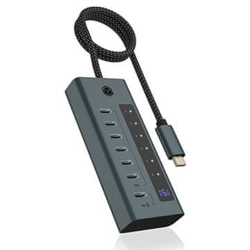 IcyBox ICY BOX IB-HUB1457-C31 USB Hub 7-port Type-C, 10000 Mbit/s, modra/siva