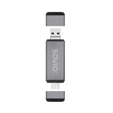 SAVIO Savio AK-72 bralnik kartic SD, USB-C/USB-A 2.0/Micro USB