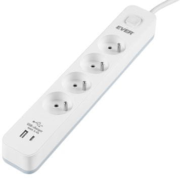 slomart EVER PROTECT 4PL 1A1C USB T/LZ12-PRO015/1000 razdelilna letev, 1.5m, bela