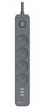 Tracer TRACER Power Line+ mobile ready razdelilna letev, 1.5m, 4 vtičnice + 3x USB