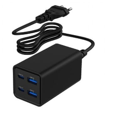 Gembird Gembird univerzalni polnilnik 65W GaN 2xUSB-A 2xUSB-C črn
