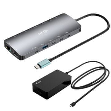 I-TEC i-tec Metal Nano 3x Display Dock USB-C, 140W PD, 2x HDMI, 1x USB-C video, s polnilcem