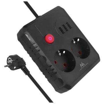 Maclean Maclean MCE388 B napajalni trak 2 vtičnici, 3xUSB, 3m, črn