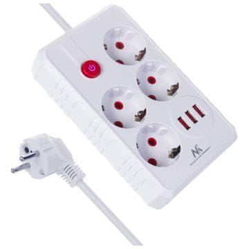 slomart Maclean MCE393W razdelilna letev: 4x šuko, 3x USB, 3m, bela