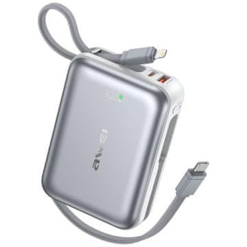 Awei AWEI C03 Powerbank 20000mAh 45W USB-A/USB-C, srebrna