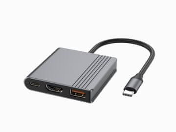 Gembird Gembird A-CM-COMBO3-05 3-v-1 USB-C adapter, HDMI, USB-A, siva