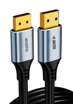 iBOX iBox ITVDP012 DisplayPort kabel 2m, 4K@60Hz, srebrna/črna