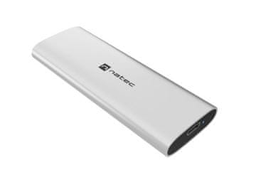 slomart Natec RHINO M.2 NVME LITE ohišje za SSD, M.2 NVMe, USB-C 3.2 Gen 2, srebrna
