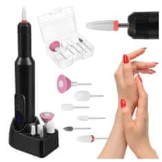MG Nail Drill električni brusilnik za nohte 0.5W + 6 nastavkov, črn