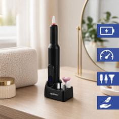 MG Nail Drill električni brusilnik za nohte 0.5W + 6 nastavkov, črn