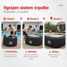 IFS Masažni bazen Quadratix 4P | Black Rattan | 154 cm | 2400 W | IFS Tech