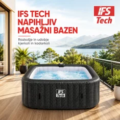 IFS Masažni bazen Quadratix 4P | Black Rattan | 154 cm | 2400 W | IFS Tech