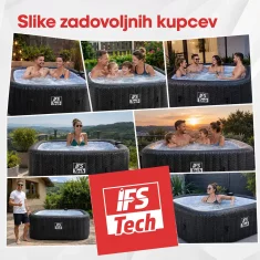 IFS Masažni bazen Quadratix 4P | Black Rattan | 154 cm | 2400 W | IFS Tech