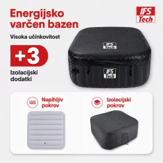 IFS Napihljiv masažni bazen AquaSpa 6P | Black 3D | 185 cm | 2400 W | IFS Tech